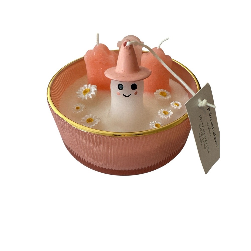 New Cupcakes & Cashmere Pink Ghost 'You've Been Ghosted' Viral Candle Halloween‎